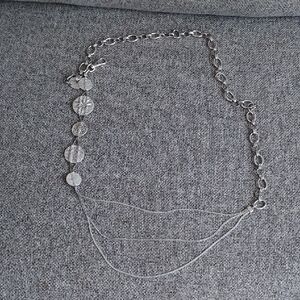 White House Black Market Silver Hammered Steel Chain Belt